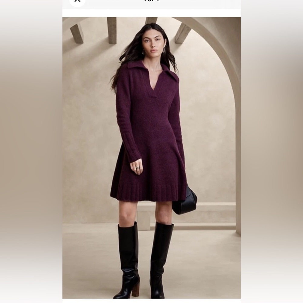 Banana Republic Rosie Sweater Dress Small New Pinot Noir Purple NWT Sold Out SM